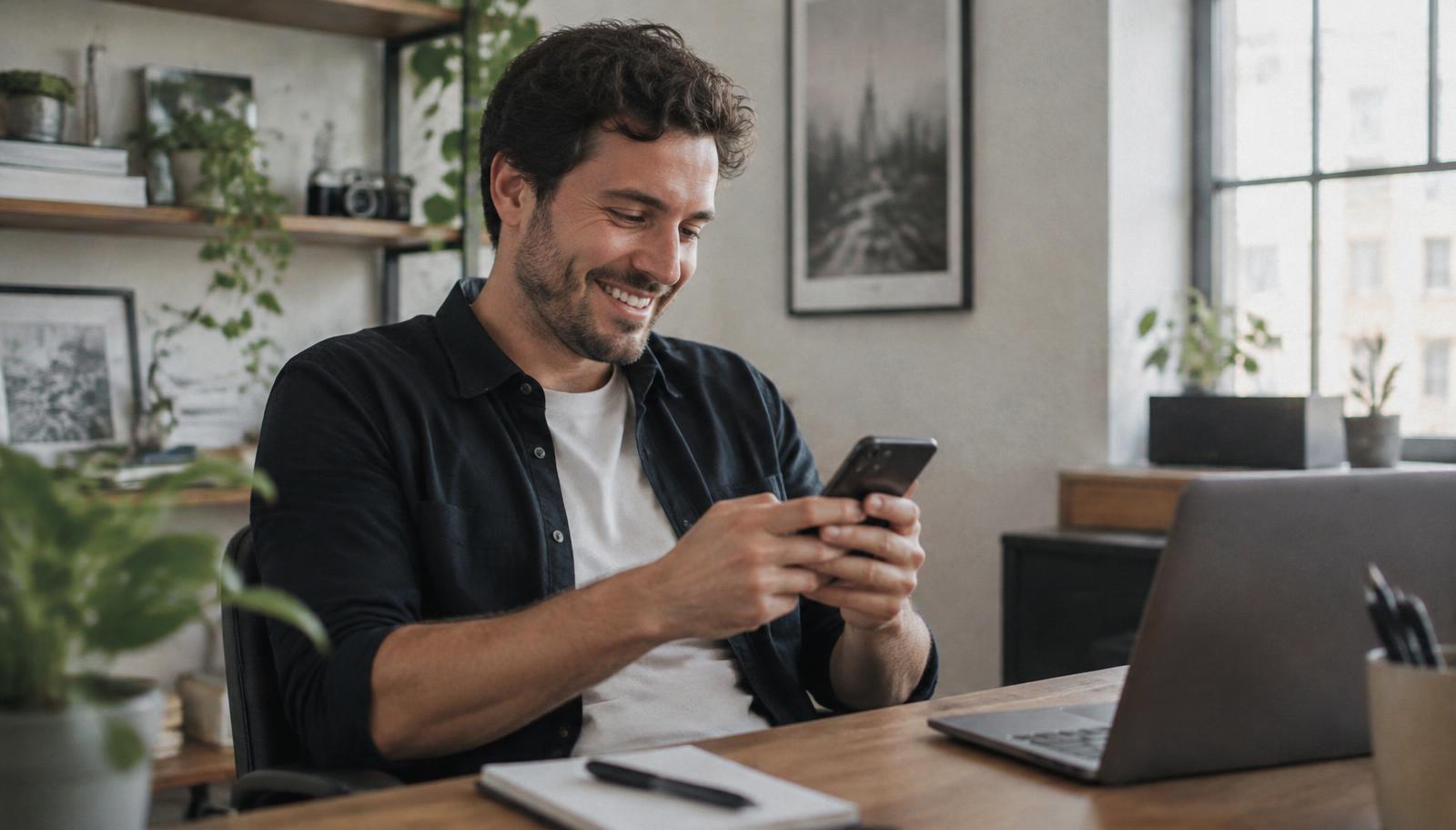 Empresário a usar o WhatsApp